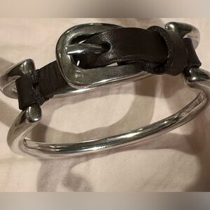 Uno de 50 Sterling silver-plated bracelet with leather accessory. Size Small.